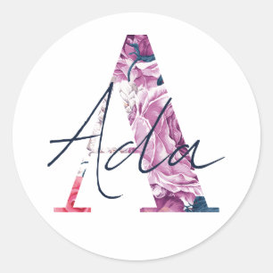 Ada Name Custom Sticker Girls Label Floral Pink A