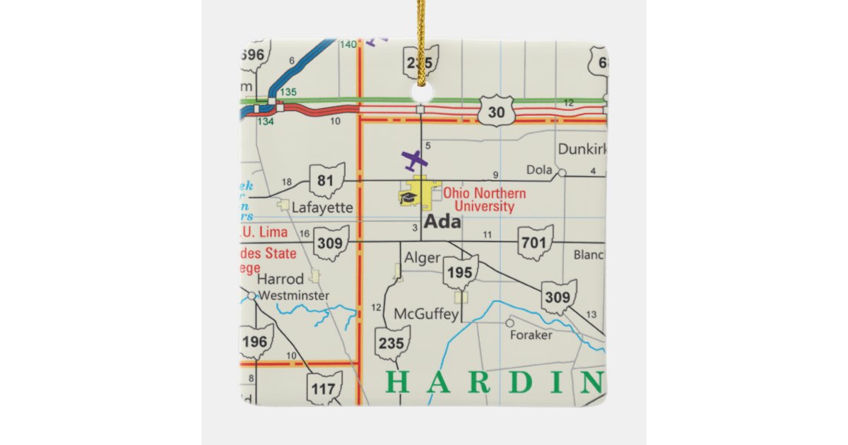 Ada Ohio Map Ceramic Ornament Zazzle