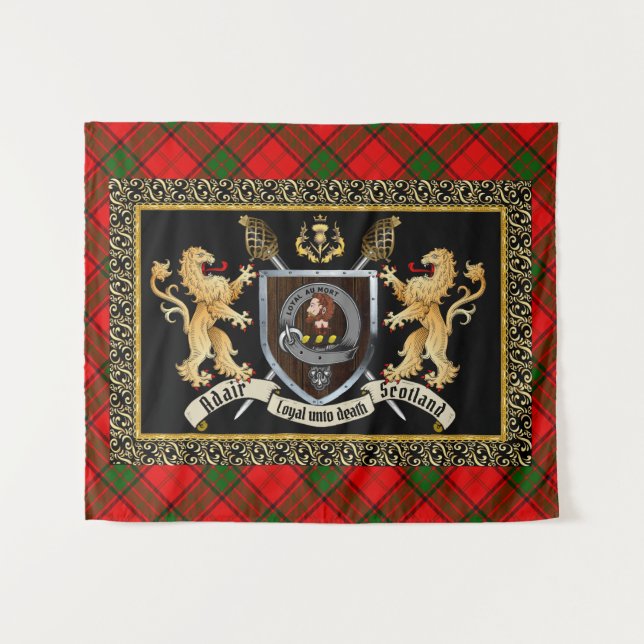 Adair Clan Badge & Motto w/Lions  Tapestry (Front (Horizontal))