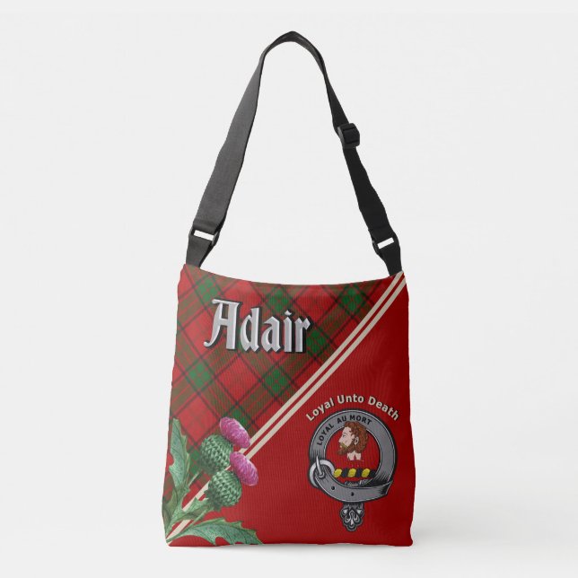 Adair Clan Badge & Tartan  Crossbody Bag (Front)