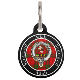 Adair Clan Badge & Tartan Personalized People Pet Tag