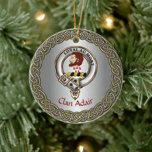 Adair Clan Badge & Tartan Thistle Personalised Ceramic Tree Decoration
