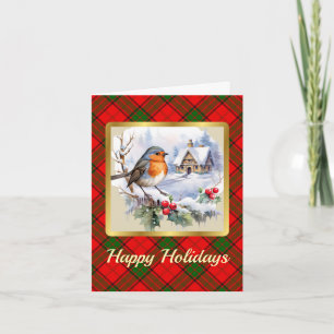 Adair Crest & Tartan w/Robin Personalised Xmas Card