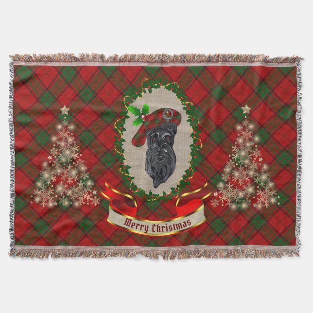 Adair Scottie Dog Christmas Throw Blanket (Front)