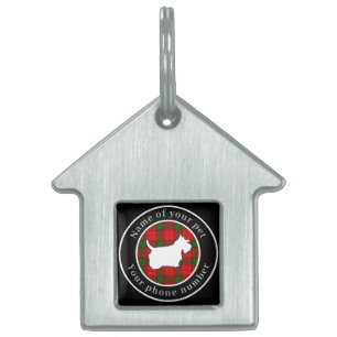 Adair Tartan Scottie Dog Personalised Pet ID Tag
