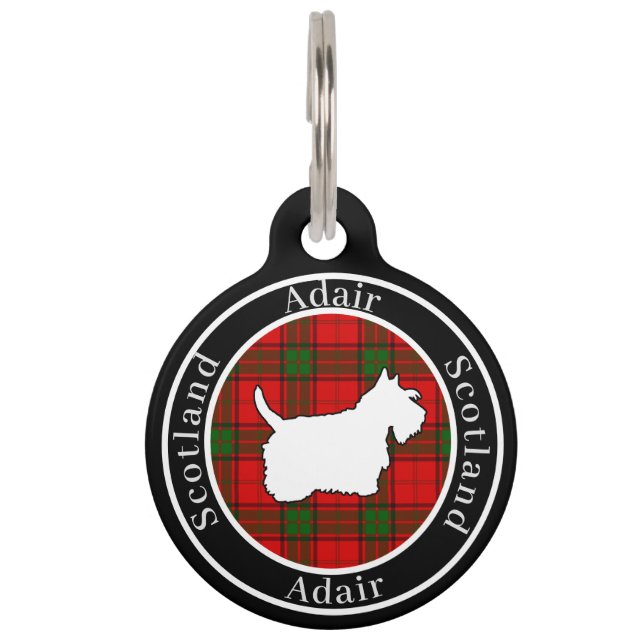 Adair Tartan & Scottie Dog Personalised  Pet Tag (Front)