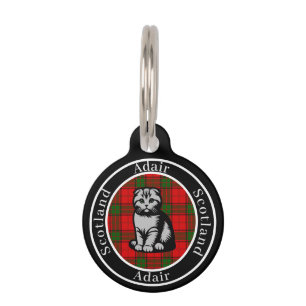Adair Tartan & Scottish Kitty Personalized  Pet Tag