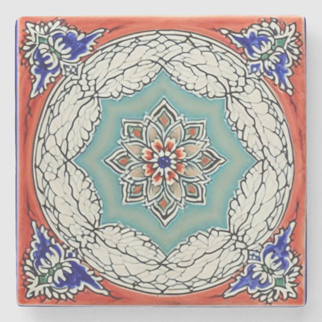 Adalusian traditional ceramic art no 5 stone coaster (Front)