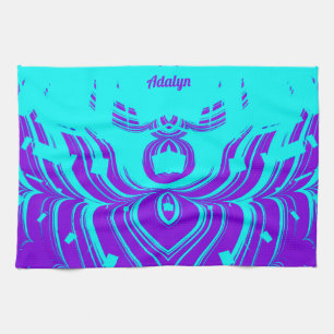 ADALYN ~ FLUORO SHADES ~ 3D ~ Purple Aqua ~ Tea Towel