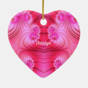 ADALYN ~ VALENTINE HEART ~ Pink Fractal ~ Ceramic Tree Decoration