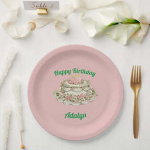 ADALYN ~ VINTAGE BIRTHDAY CAKE ~ PAPER PLATE