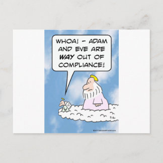 Adam and Eve are out of compliance. Postcard