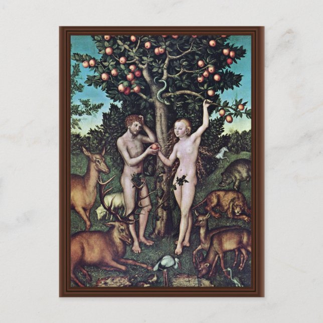Adam And Eve By Cranach D. Ä. Lucas (Best Quality) Postcard (Front)