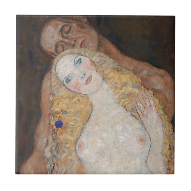 Adam and Eve by Gustav Klimt Tile (Front)