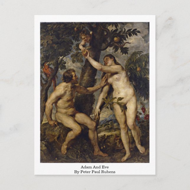Adam And Eve By Peter Paul Rubens Postcard (Front)