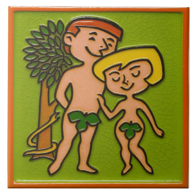 Adam And Eve Ceramic Tile (Front)