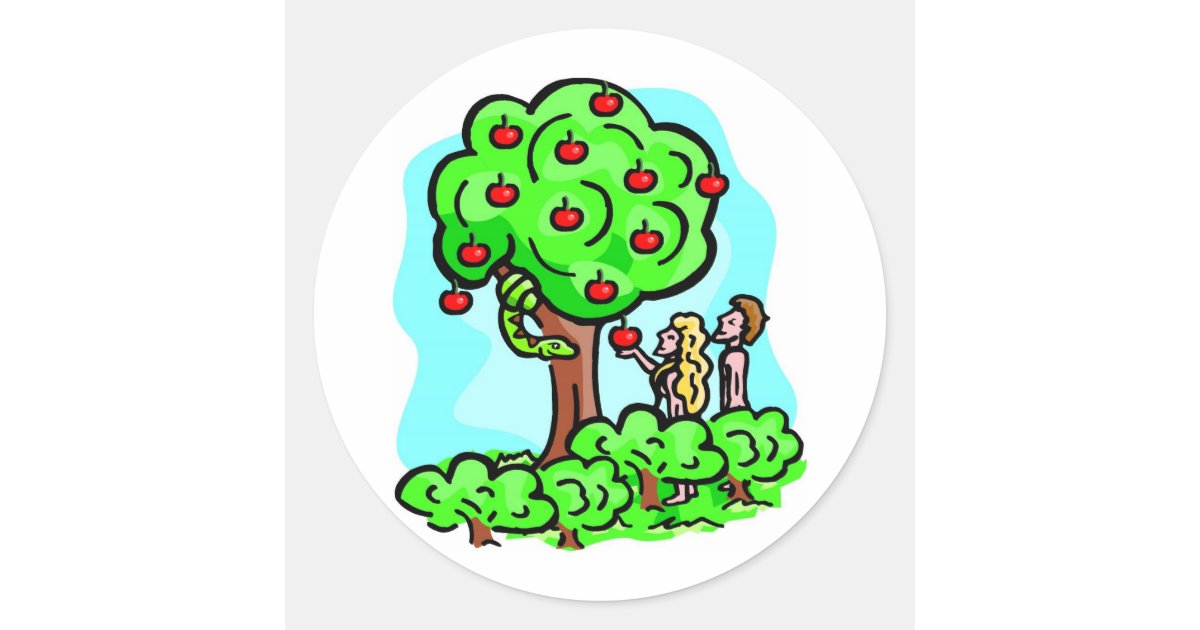 Adam and Eve Christian artwork Classic Round Sticker | Zazzle
