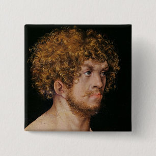 Adam and Eve, detail of Adam's head 15 Cm Square Badge