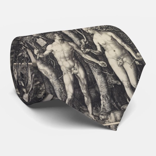 Adam and Eve Engraving by Albrecht Durer Tie (Rolled)