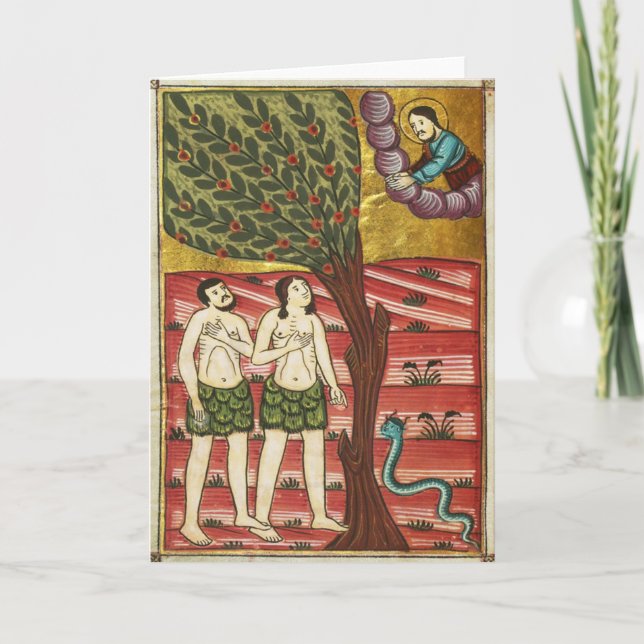 Adam and Eve Greeting Card Illuminated Manuscript (Front)