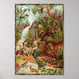 Adam And Eve In Eden Poster