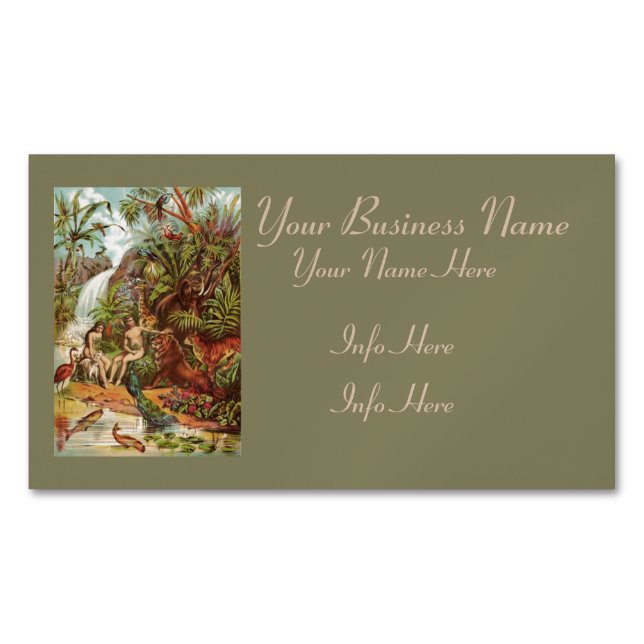 Adam And Eve In The Garden Magnetic Business Card (Front)
