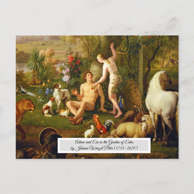 Adam and Eve in the Garden Postcard (Front)