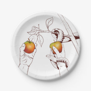 Adam and Eve Picking apples Paper Plate