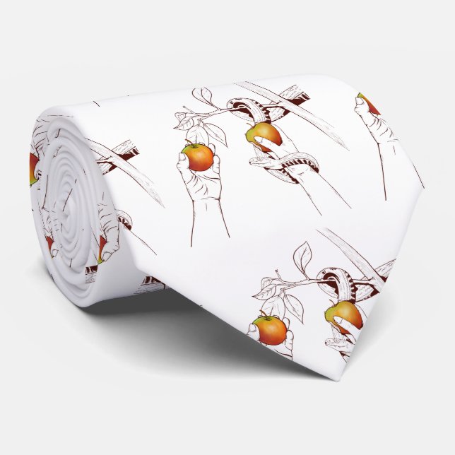 Adam and Eve Picking apples Tie (Rolled)