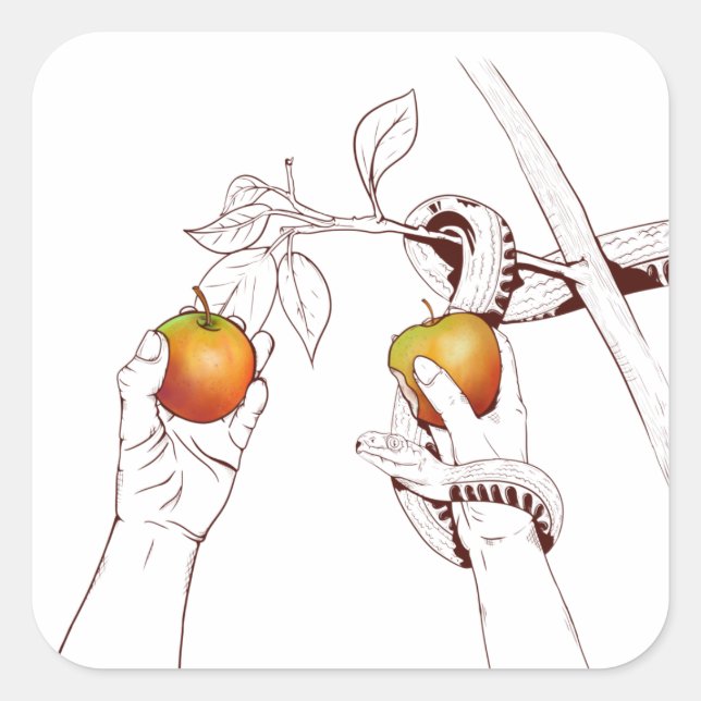 Adam and Eve Square Sticker (Front)