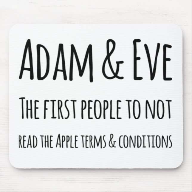 Adam and Eve the first people to not read Mouse Mat (Front)