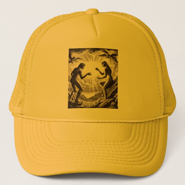 Adam and Eve, The first sin Trucker Hat (Front)