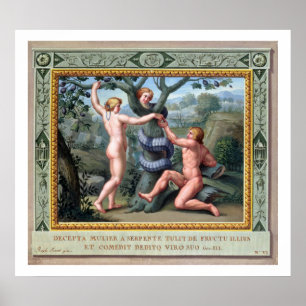 Adam and Eve with the Serpent, illustration from t Poster