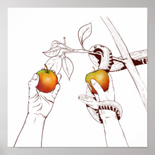 Adam and Eve with the snake Poster