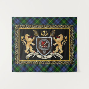 Adam Clan Badge & Motto w/Lions  Tapestry