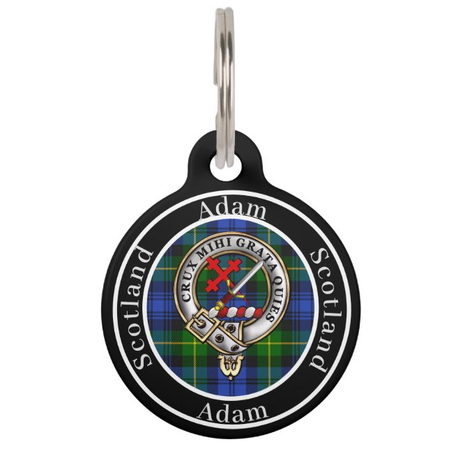 Adam Clan Badge & Tartan Personalised People Pet Tag (Front)