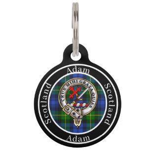 Adam Clan Badge & Tartan Personalized People Pet Tag