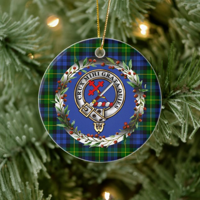 Adam Clan Badge & Tartan Personalized Xmas Ceramic Tree Decoration (Tree)