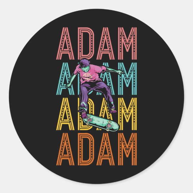 Adam Custom Skateboarding Hob  Classic Round Sticker (Front)