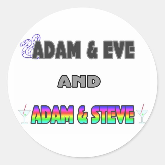 Adam & Eve & Adam & Steve Classic Round Sticker (Front)