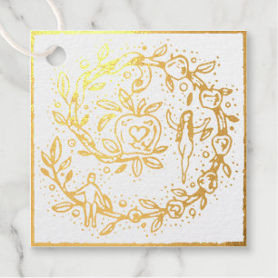 ADAM & EVE, APPLE IN GARDEN OF EDEN LOVELY FOLKART FAVOUR TAGS