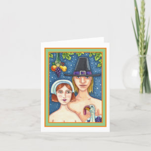 ADAM & EVE PILGRIMS, WHIMSY THANKSGIVING Blank Card