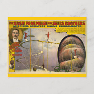 Adam Forepaugh and Sells Brothers Circus Poster Postcard