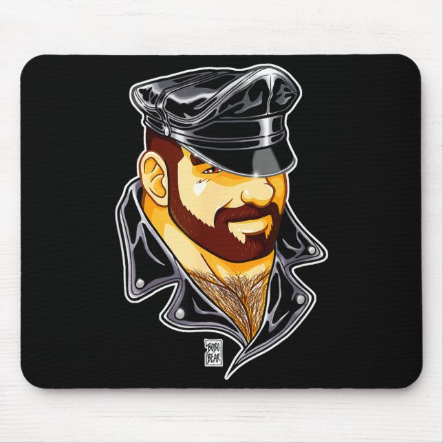 Adam Likes Leather Hat  Mouse Mat (Front)
