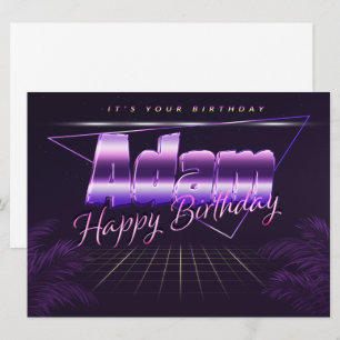 Adam Name Vorname lila retro Karte Geburtstag Card