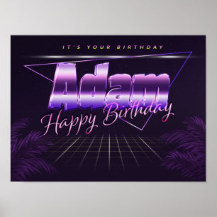 Adam Name Vorname lila retro Poster Geburtstag