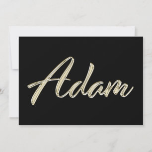 Adam Name white gold Handwriting Card