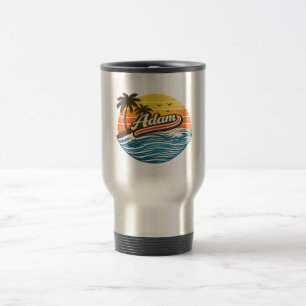 Adam Retro Sunset Name Design Travel Mug