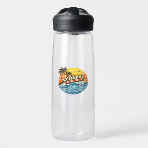 Adam Retro Sunset Name Design Water Bottle