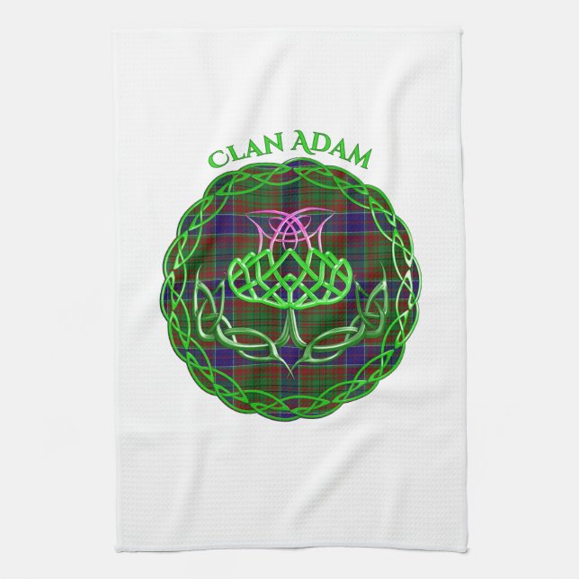 Adam Scottish Tartan Celtic Thistle Tea Towel (Vertical)